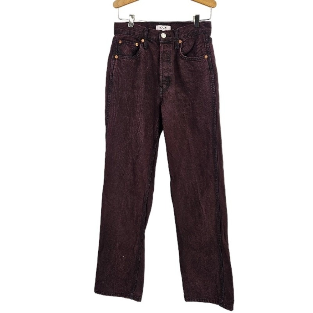 Re/done Women's Jeans Maroon High Waist Straight Leg Full Length Denim Size 25